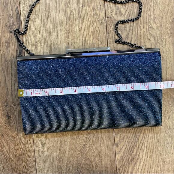 NWOT Nordstrom Clutch or Crossbody Blue Sheen Y2K Prom - Picture 4 of 5